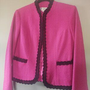 Bright-Pink Magenta + Black-Trim Blazer Jacket~ Size: Small
